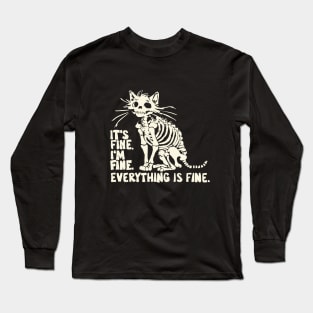 funny cat skull saying sarcastic Long Sleeve T-Shirt